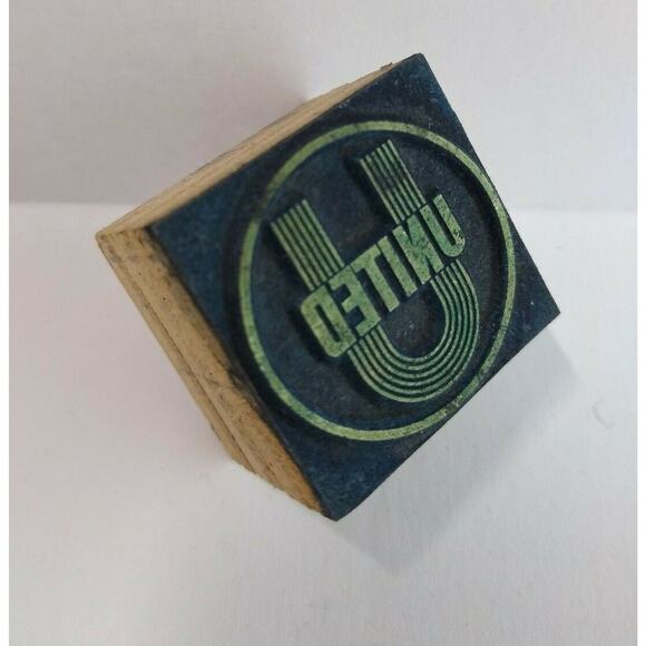 United Letter Press Printer Block Ink Stamp Vintage Wood Metal Atlantic City NJ - Picture 2 of 4